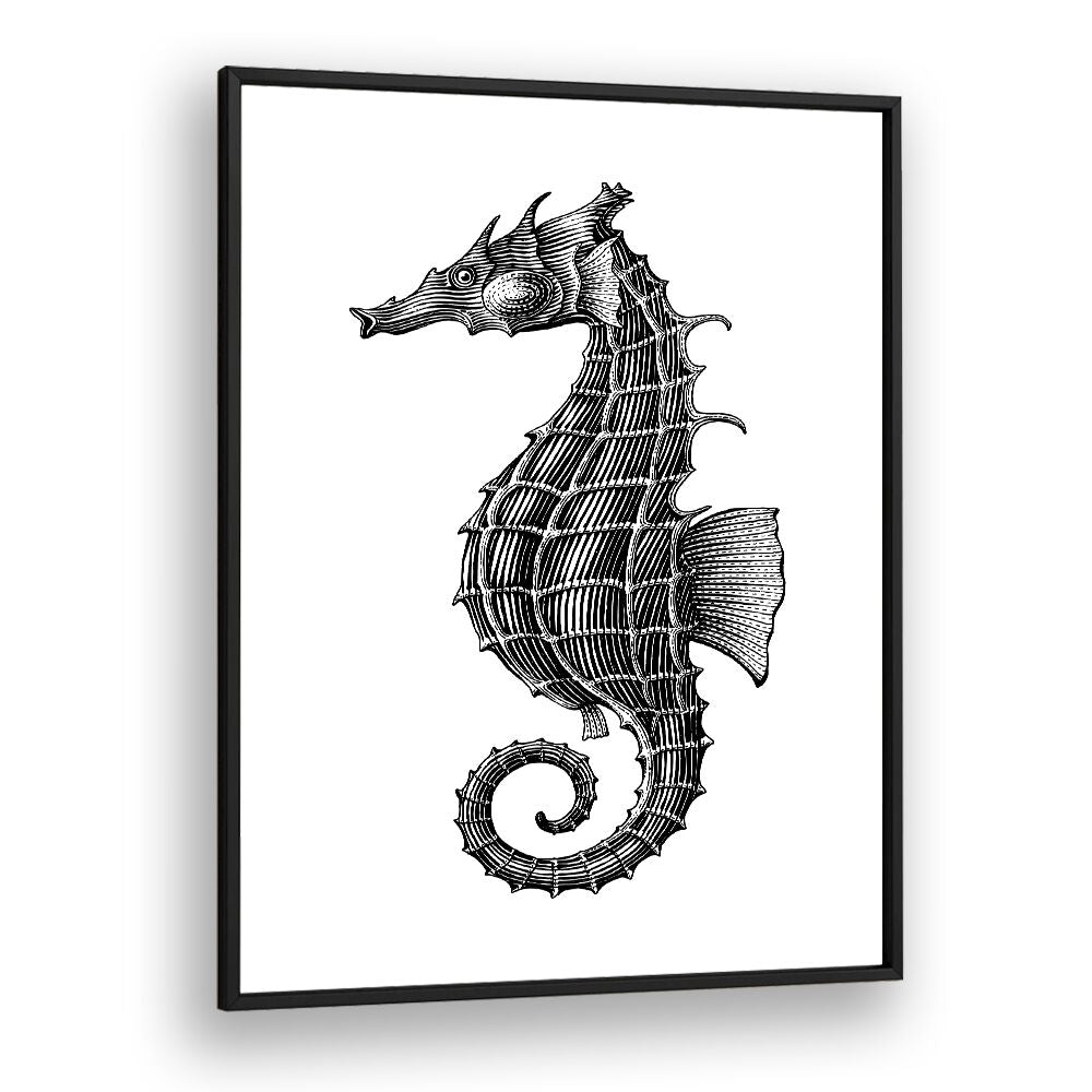 seahorse by jay stanley geometric art paintings in Black Plain Frame