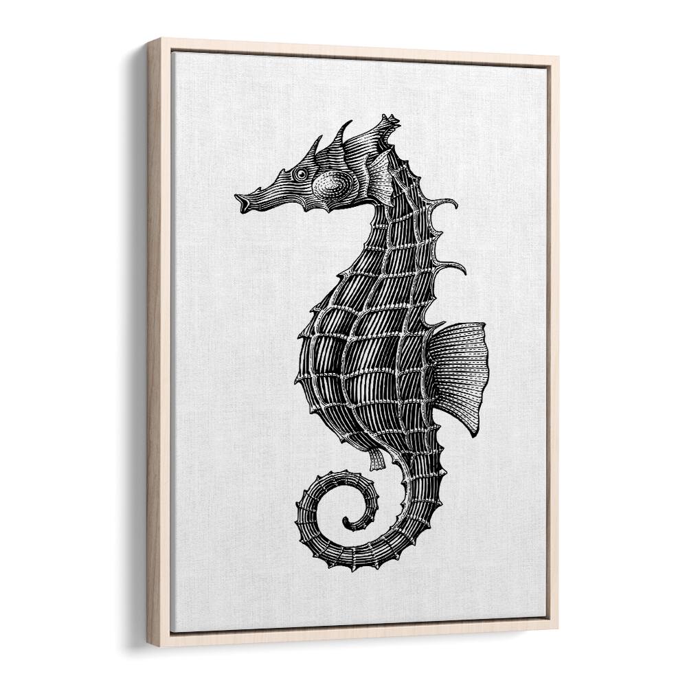 seahorse by jay stanley geometric art paintings in Oak Wood Floater Frame