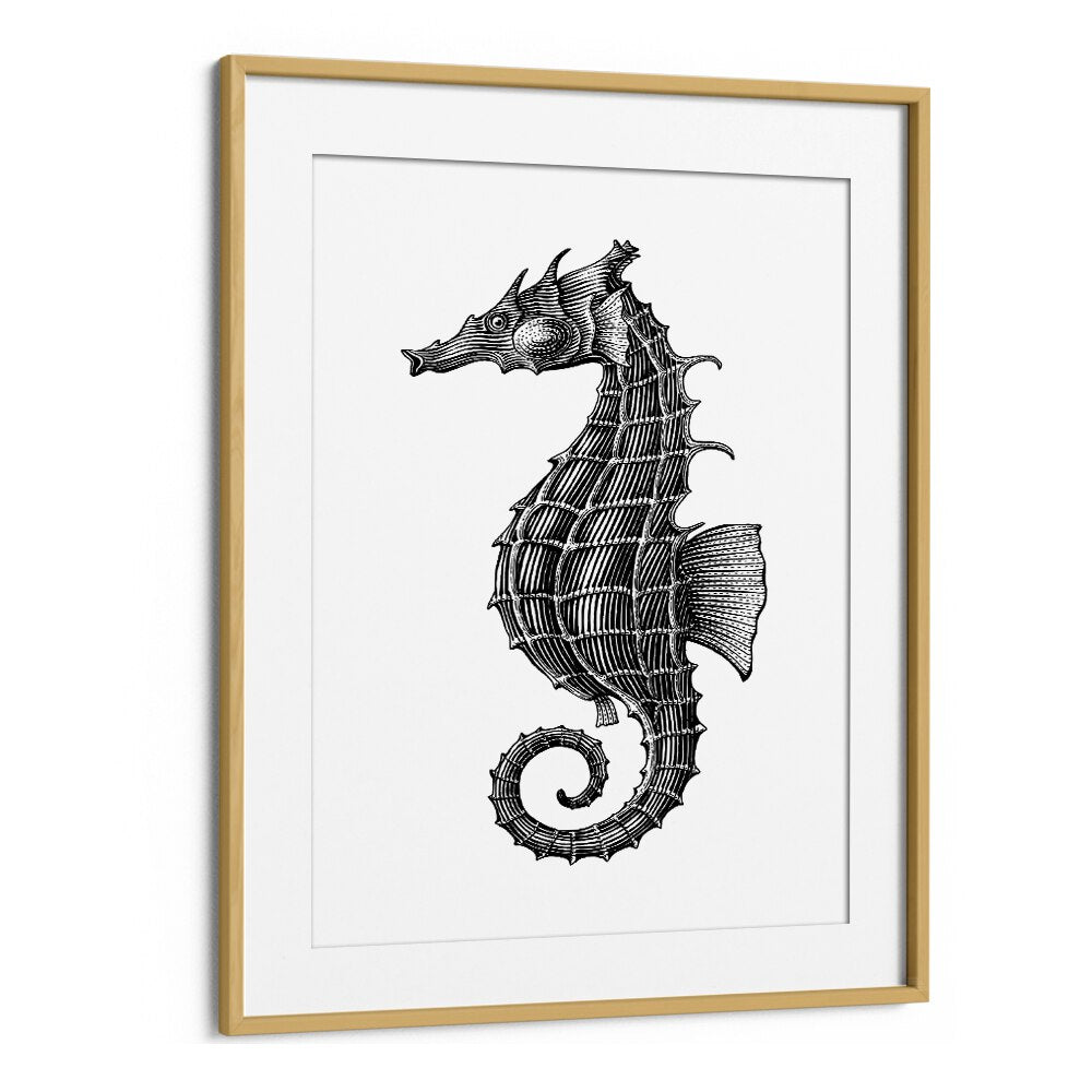 seahorse by jay stanley geometric art paintings in Oak Wood Frame With Mount