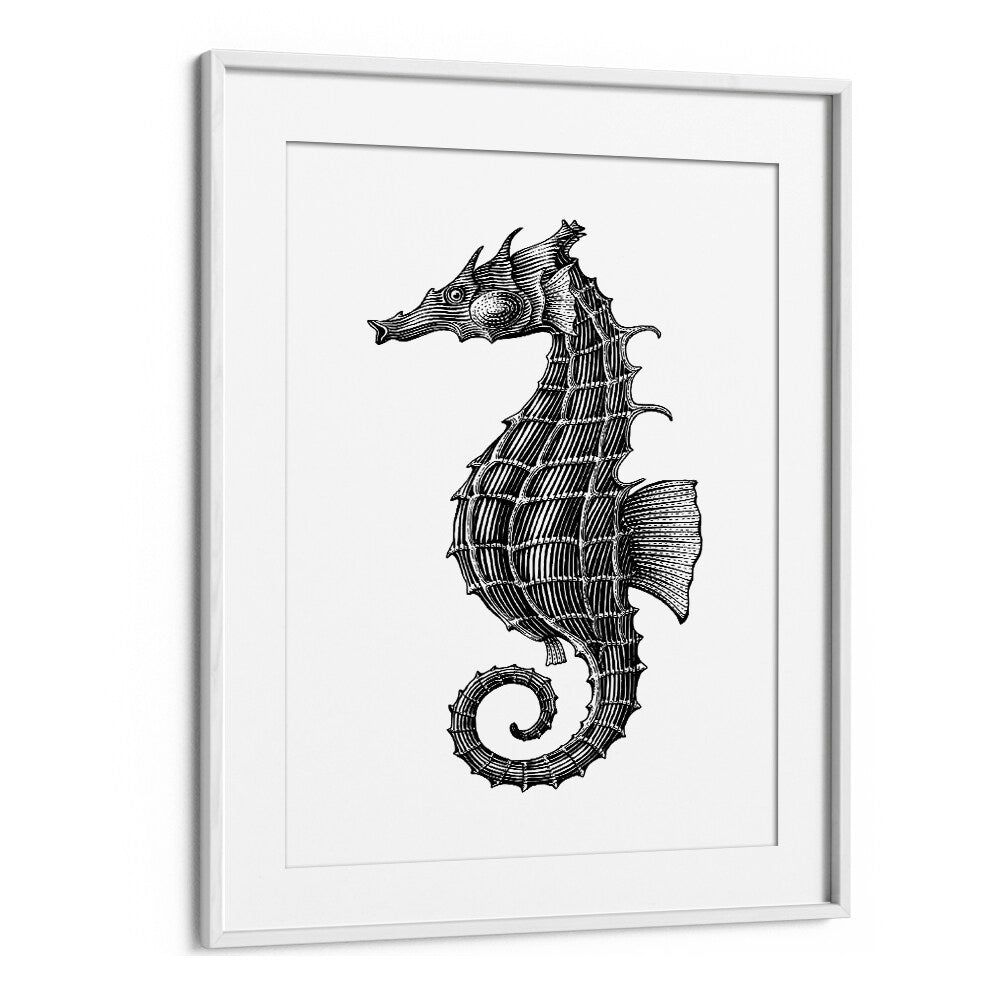 seahorse by jay stanley geometric art paintings in White Frame With Mount