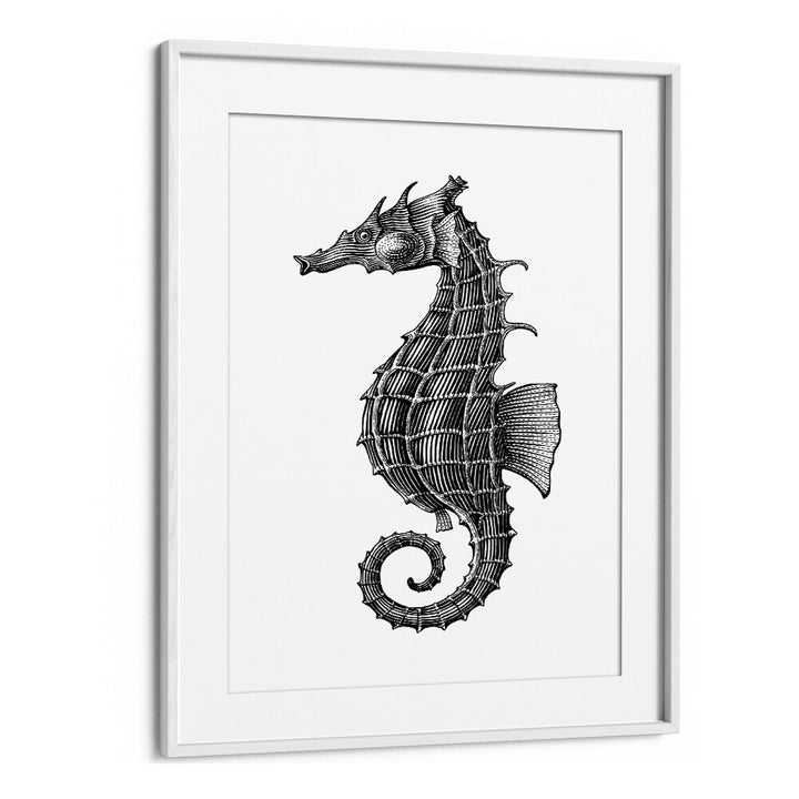 seahorse by jay stanley geometric art paintings in White Frame With Mount