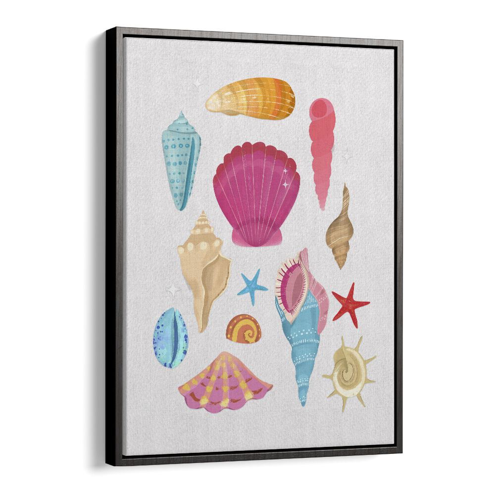 seashells by petra lidze beach prints in Black Floater Frame