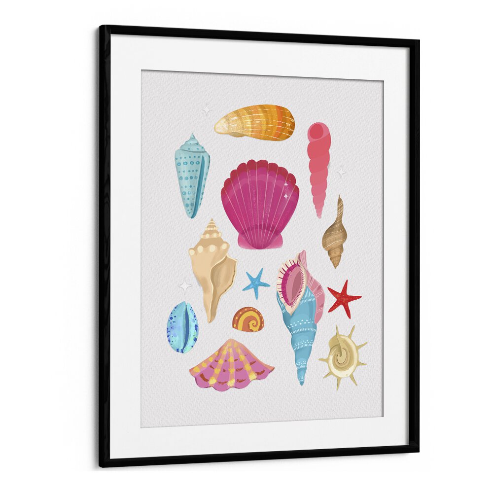 seashells by petra lidze beach prints in Black Frame With Mount