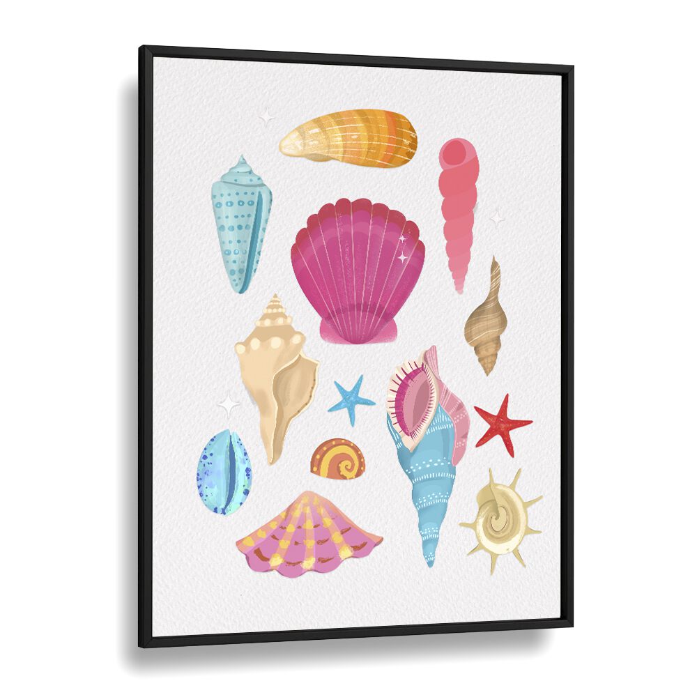 seashells by petra lidze beach prints in Black Plain Frame