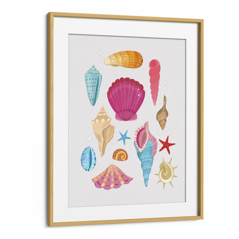 seashells by petra lidze beach prints in Oak Wood Frame With Mount