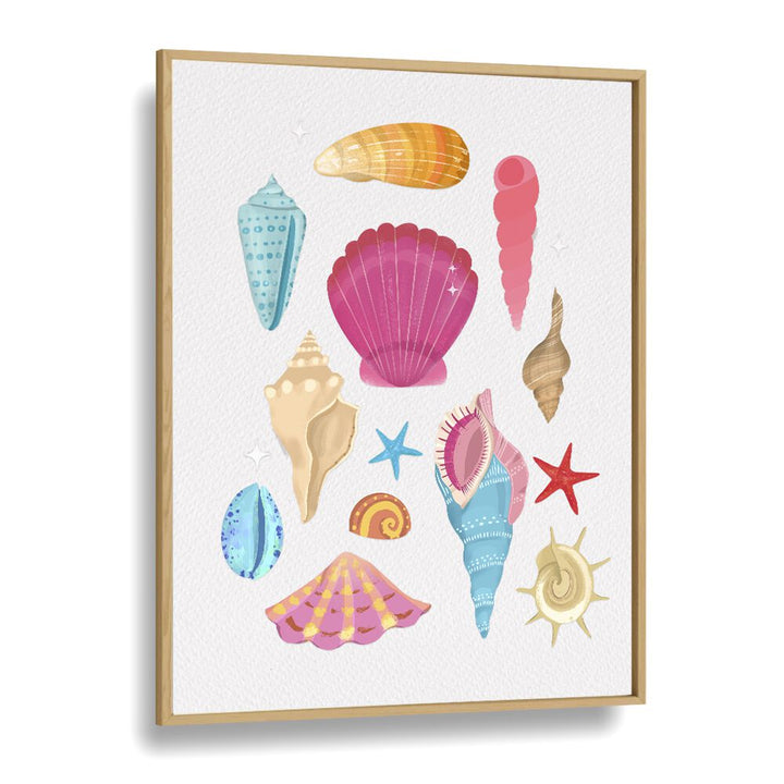 seashells by petra lidze beach prints in Oak Wood Plain Frame