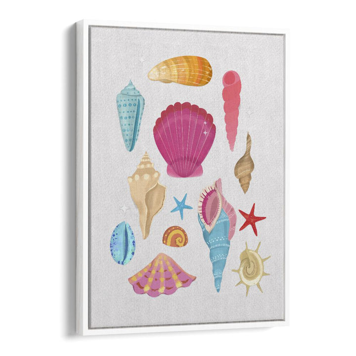 seashells by petra lidze beach prints in White Floater Frame