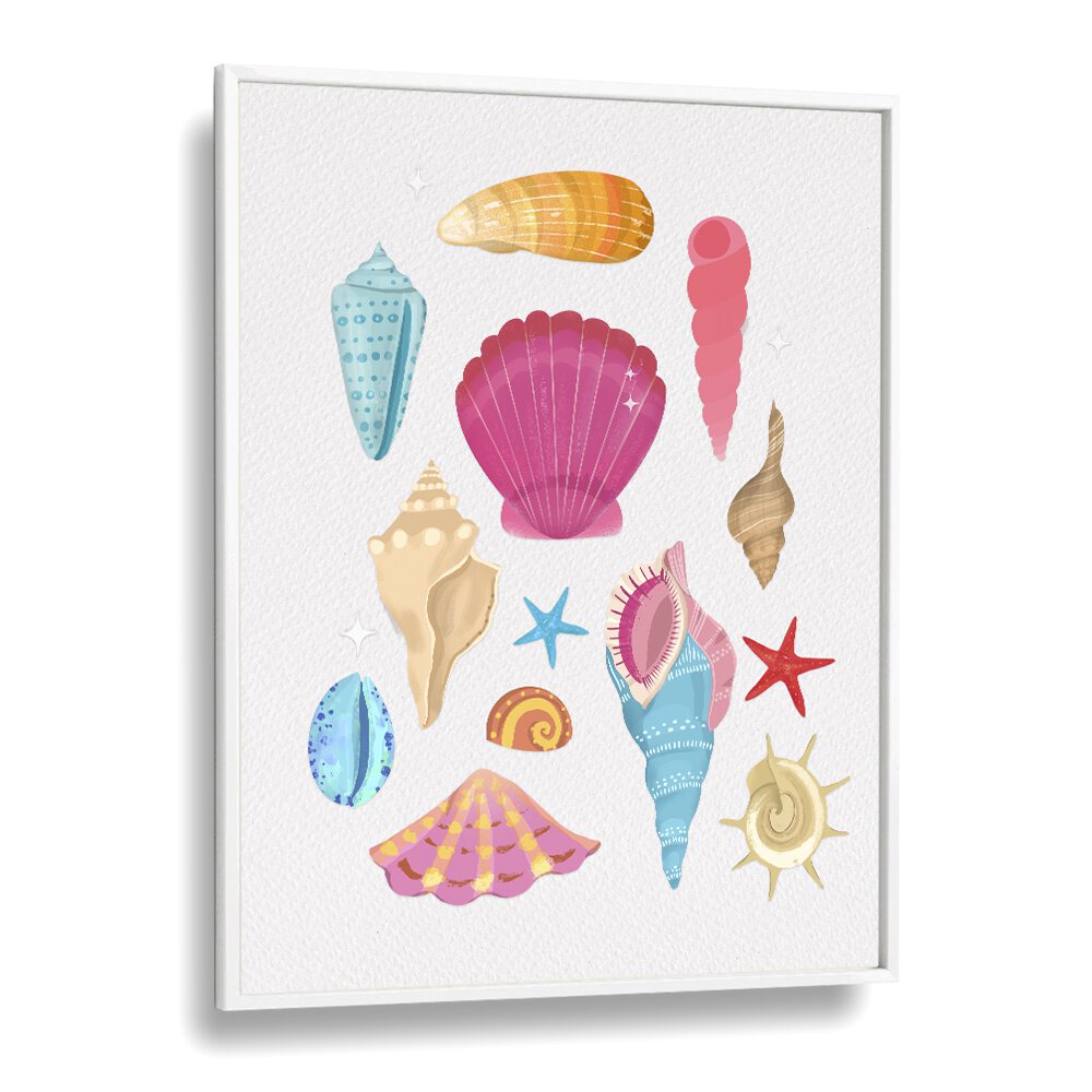 seashells by petra lidze beach prints in White Plain Frame