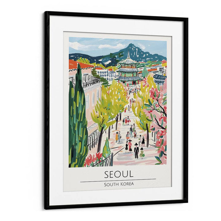 seoul-south korea travel posters in Black Frame With Mount