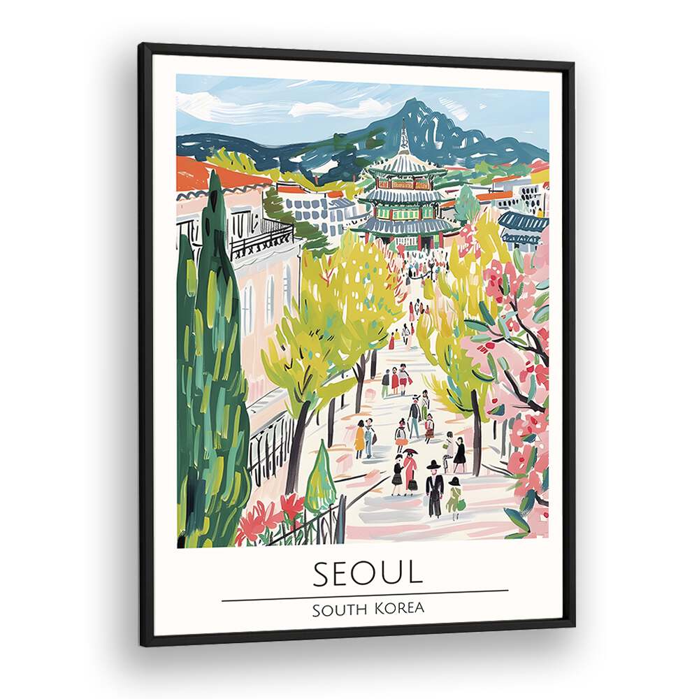 seoul-south korea travel posters in Black Plain Frame