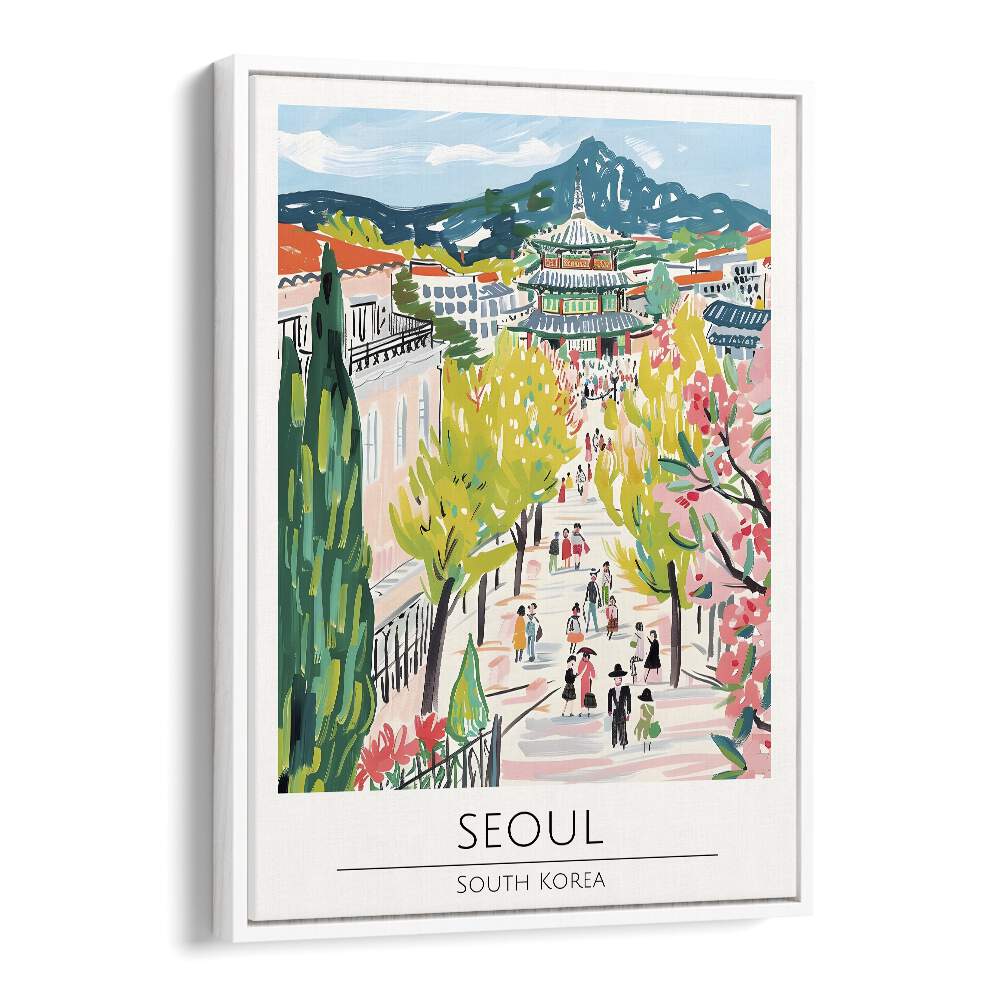 seoul-south korea travel posters in White Floater Frame