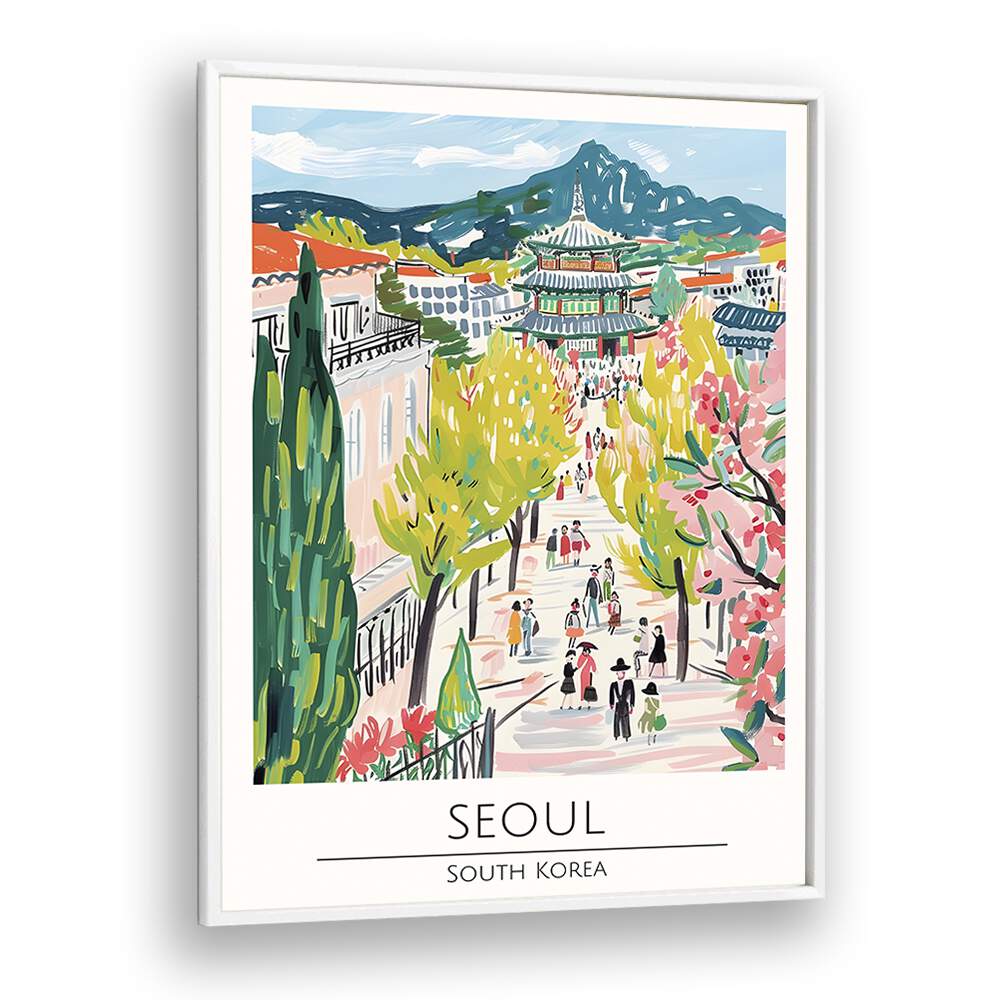 seoul-south korea travel posters in White Plain Frame