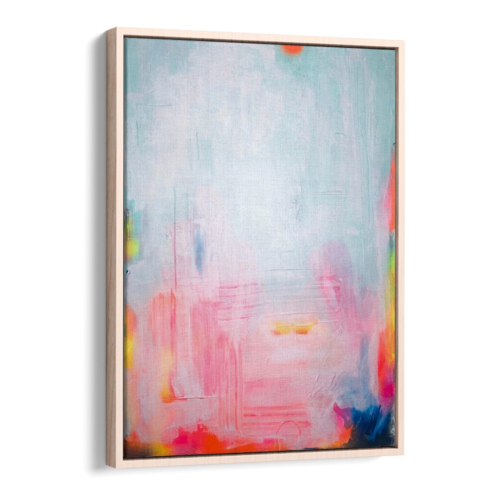 serotonin abstract paintings in Oak Wood Floater Frame