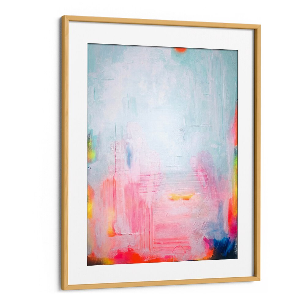 serotonin abstract paintings in Oak Wood Frame With Mount