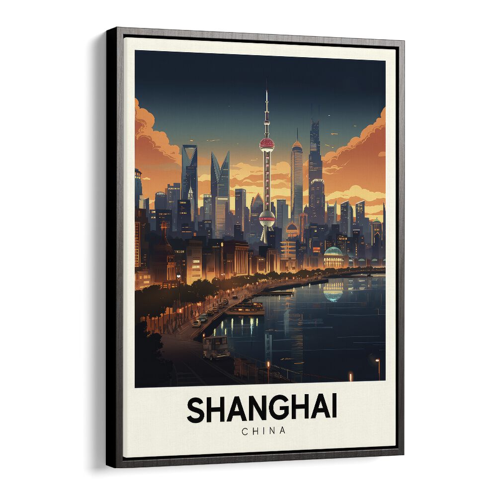 shanghai serenade travel posters in Black Floater Frame