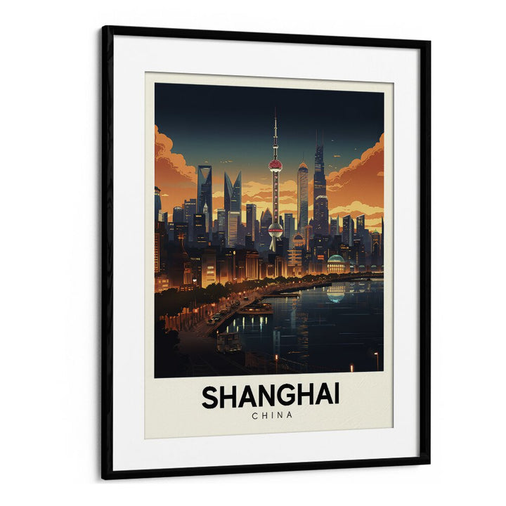 shanghai serenade travel posters in Black Frame With Mount