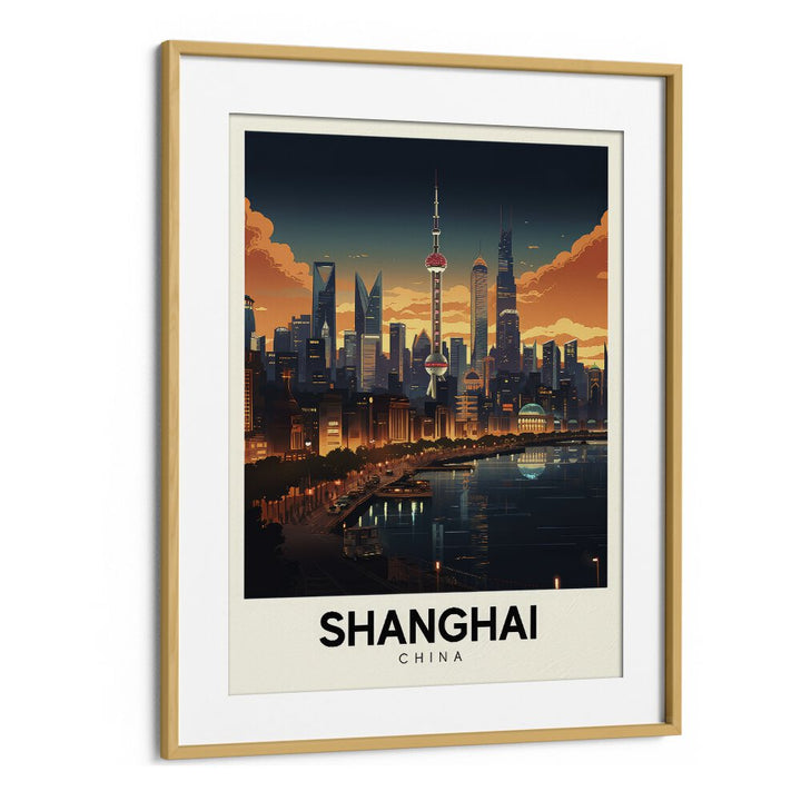 shanghai serenade travel posters in Oak Wood Frame With Mount