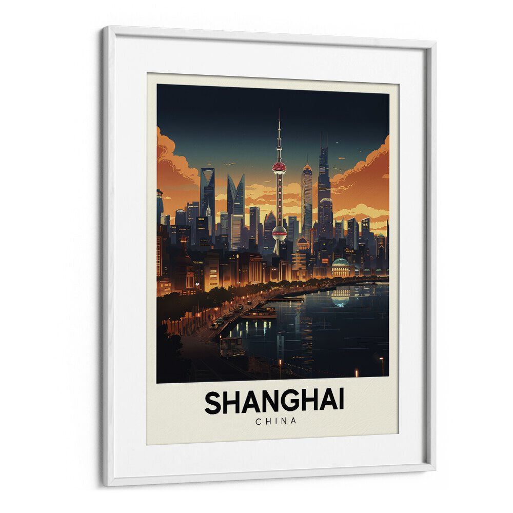 shanghai serenade travel posters in White Frame With Mount