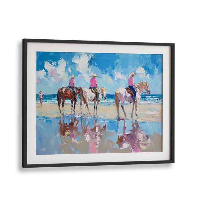 shoreline stroll III electric wall art prints in Black Frame With Mount