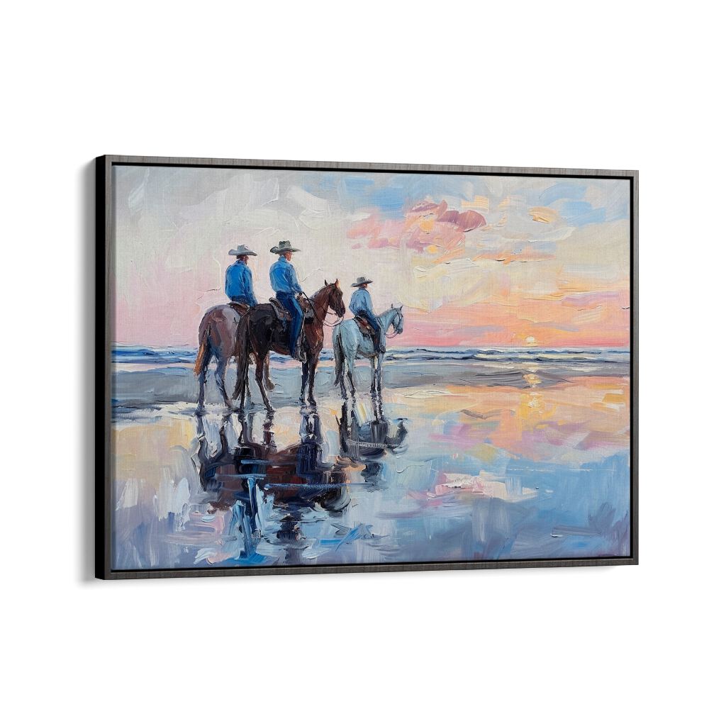 shoreline stroll IV electric wall art prints in Black Floater Frame