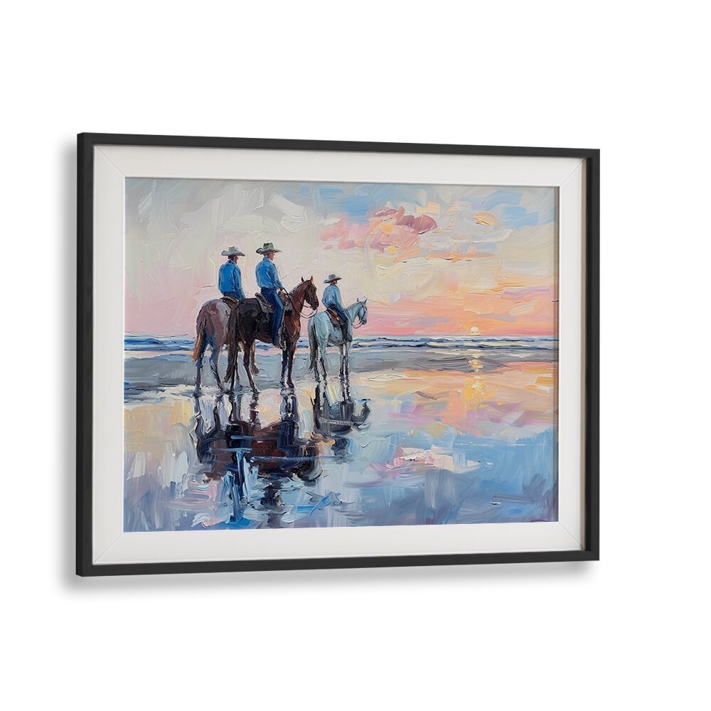 shoreline stroll IV electric wall art prints in Black Frame With Mount