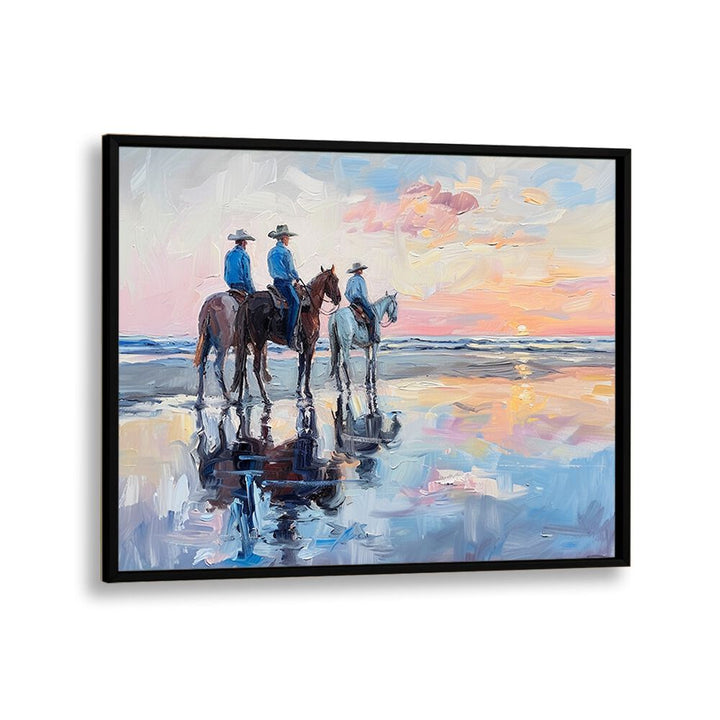 shoreline stroll IV electric wall art prints in Black Plain Frame