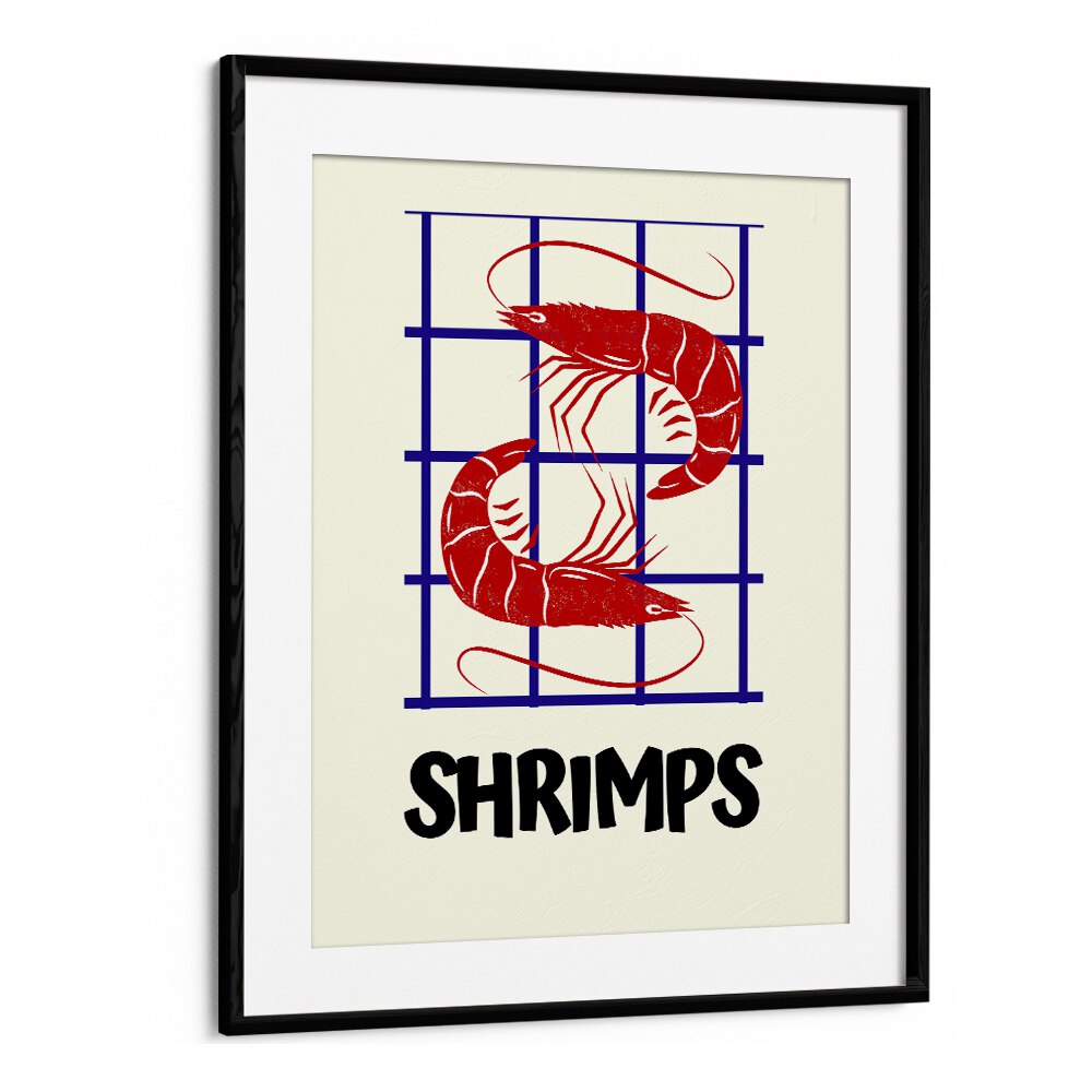 shrimps kitchen posters kitchen art prints in Black Frame With Mount