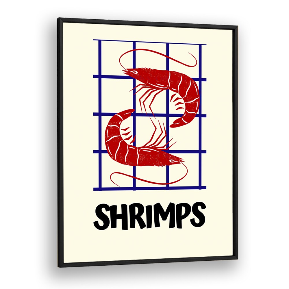 shrimps kitchen posters kitchen art prints in Black Plain Frame