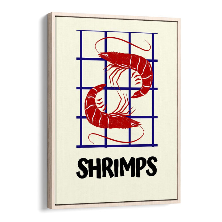 shrimps kitchen posters kitchen art prints in Oak Wood Floater Frame