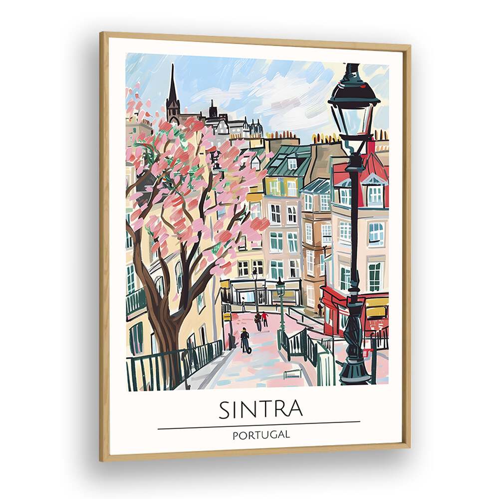 sintra-portugal travel posters in Oak Wood Plain Frame