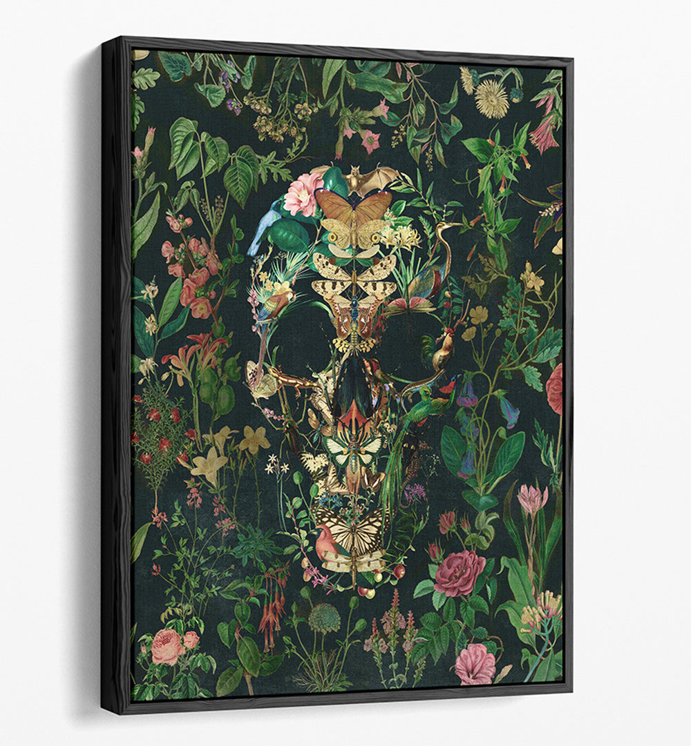 PAPILLON SKULL I  , FLORAL FLOWER PAINTINGS