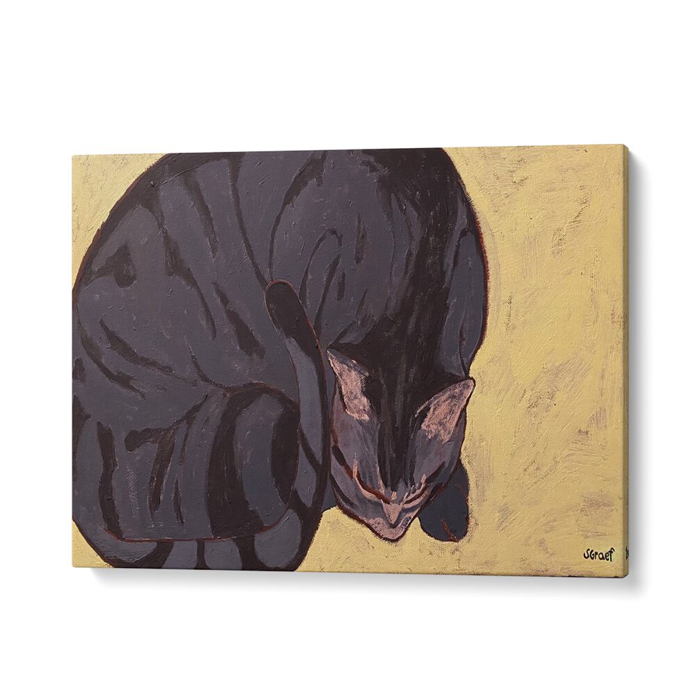 sleeping cat wildlife paintings in Gallery Wrap