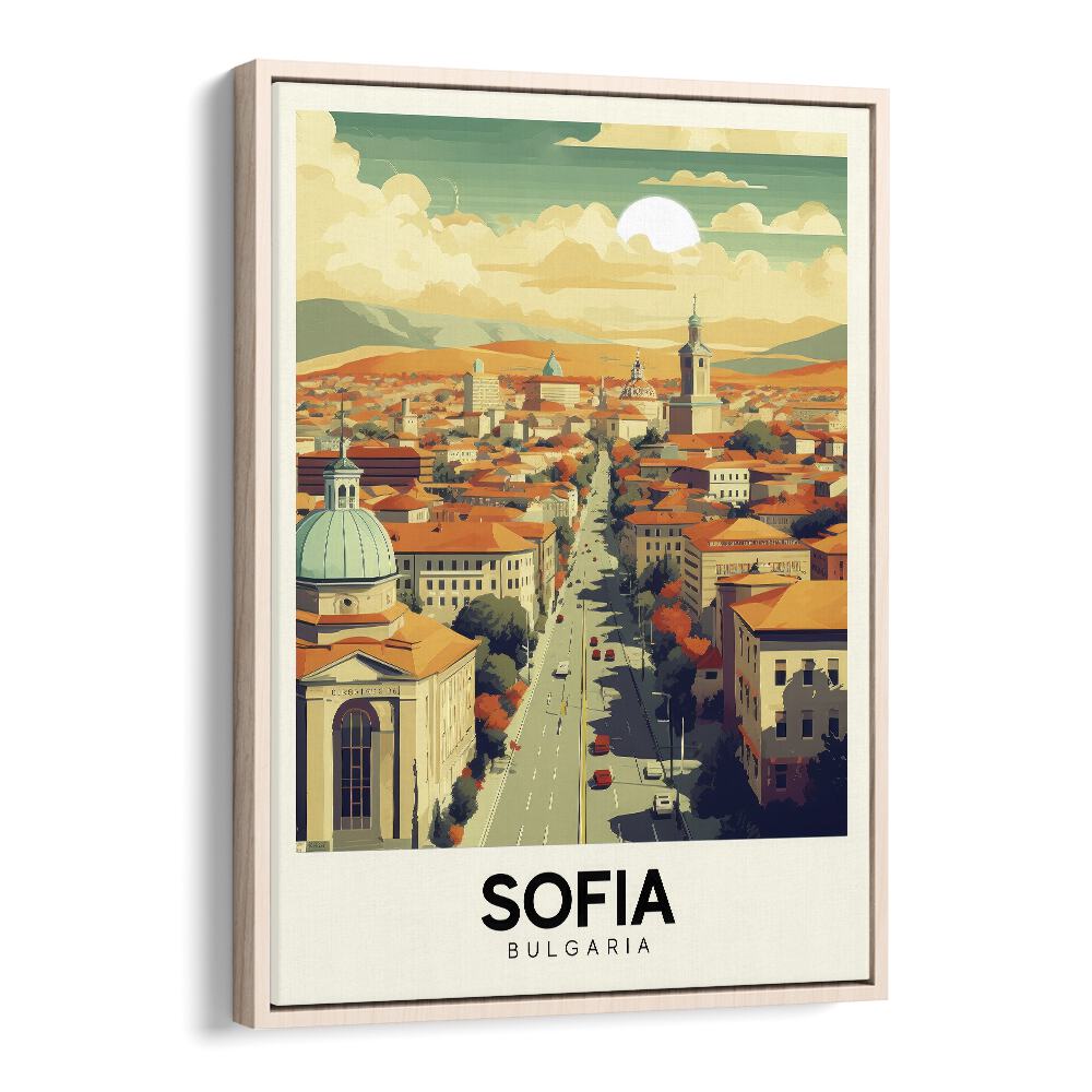 sofia-bulgaria I travel posters in Oak Wood Floater Frame