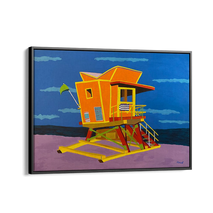 south beach landscape art prints in Black Floater Frame