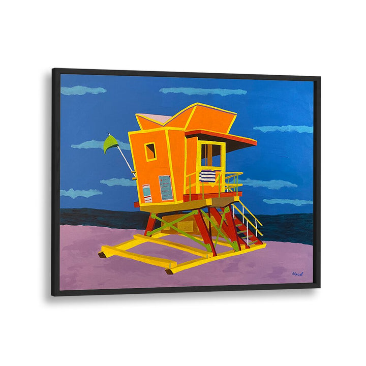 south beach landscape art prints in Black Plain Frame
