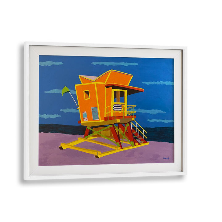 south beach landscape art prints in White Frame With Mount