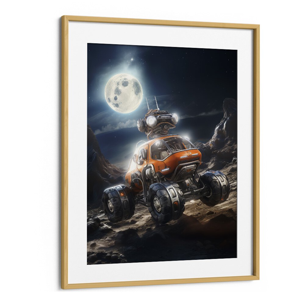 space car I car poster in Oak Wood Frame With Mount