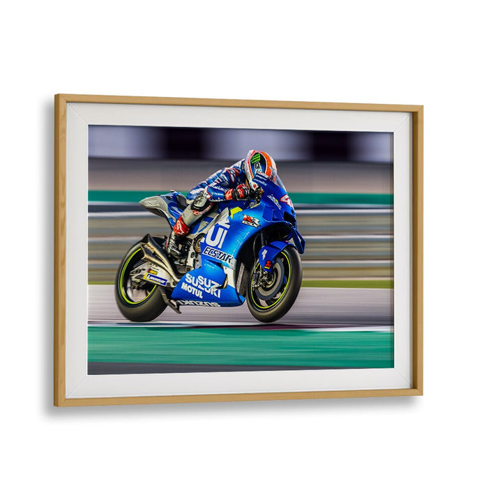 speed bike poster in Oak Wood Frame With Mount