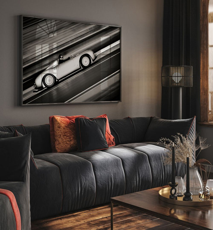 speed lines car poster Artwork III placed on a Wall 