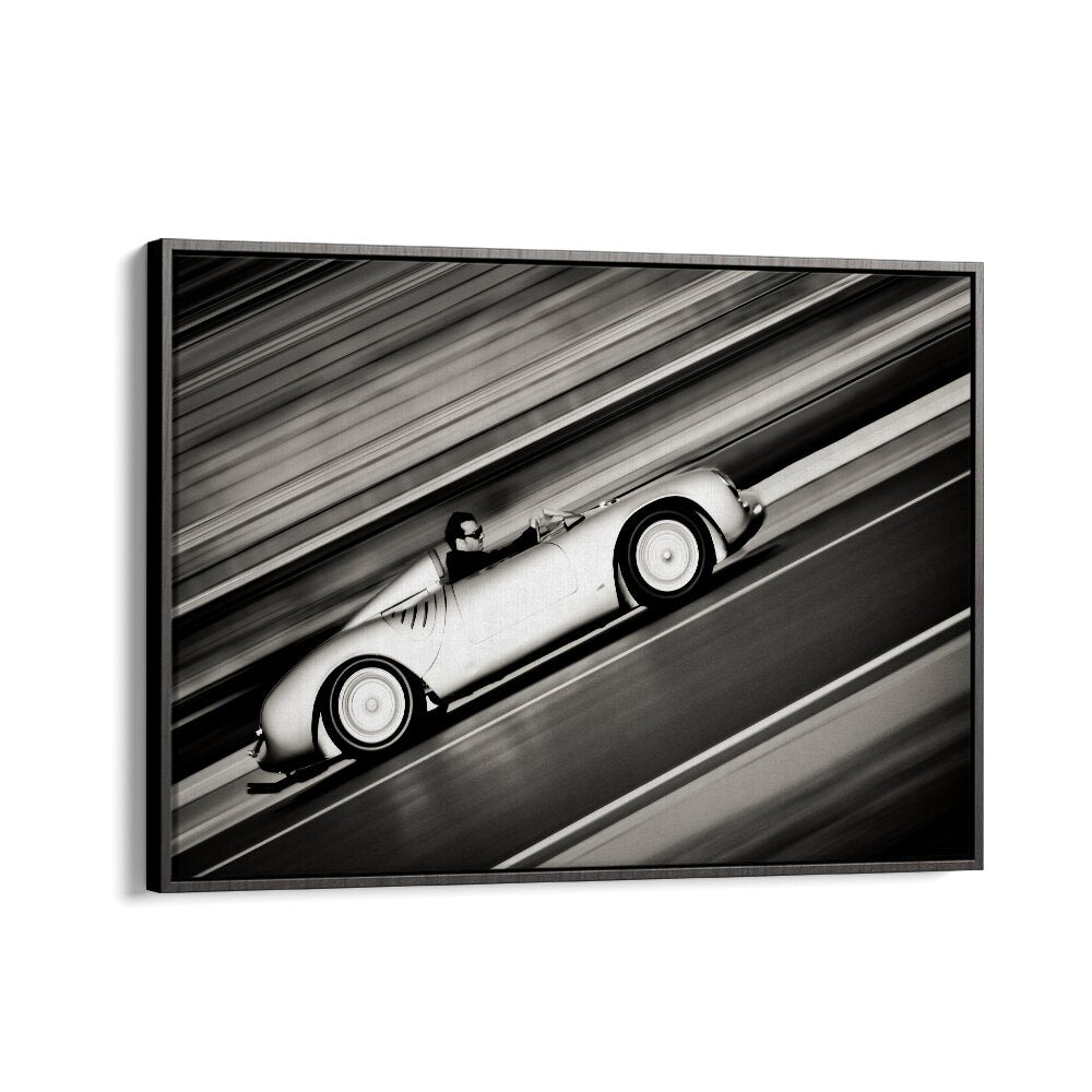 speed lines car poster in Black Floater Frame