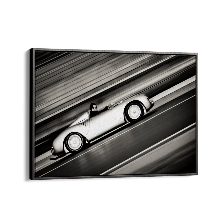 speed lines car poster in Black Floater Frame