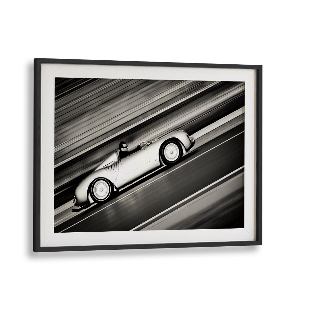 speed lines car poster in Black Frame With Mount