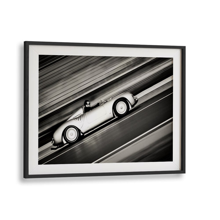 speed lines car poster in Black Frame With Mount