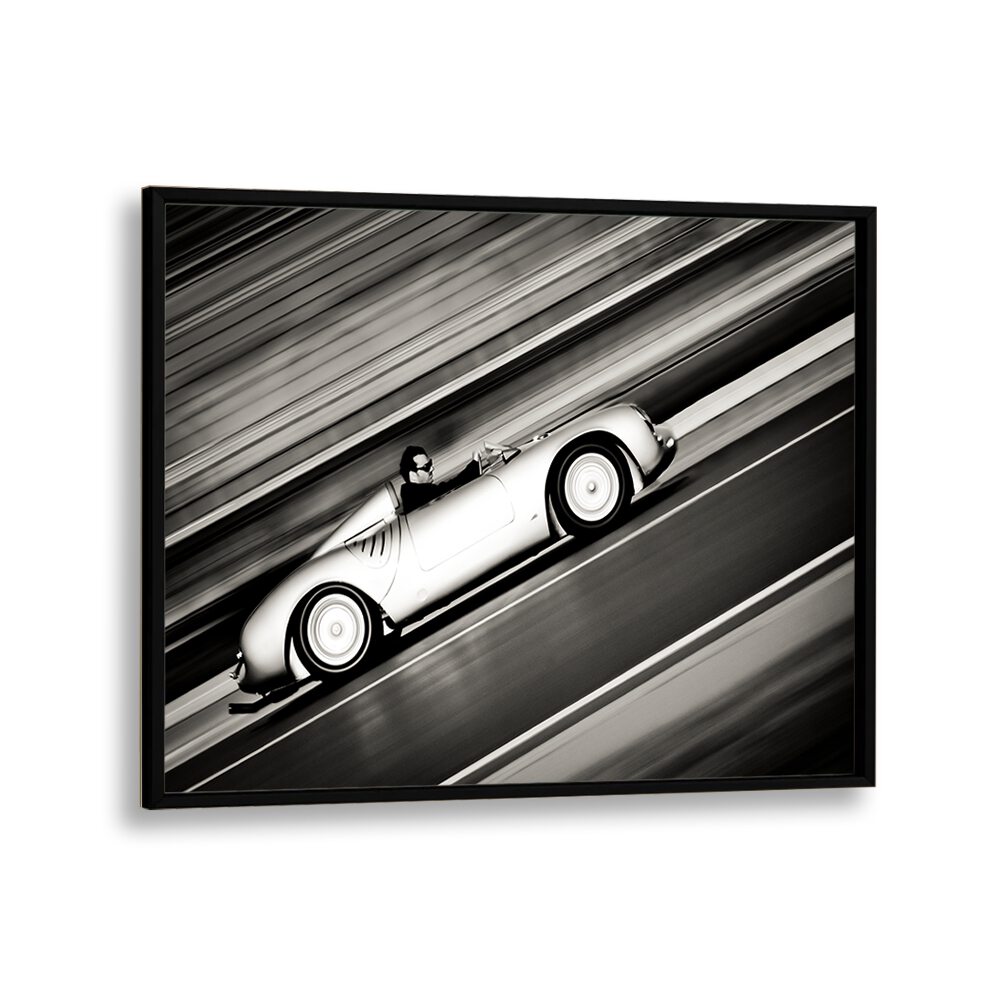 speed lines car poster in Black Plain Frame