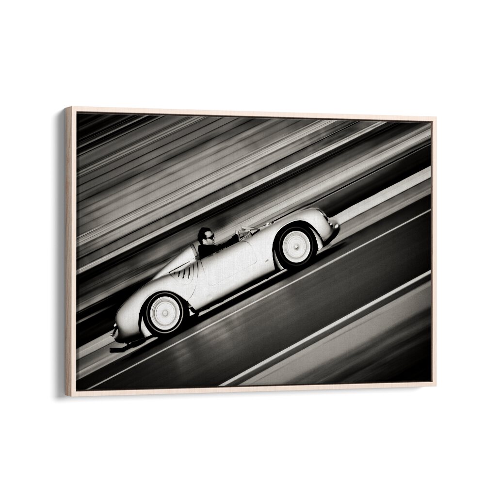 speed lines car poster in Oak Wood Floater Frame