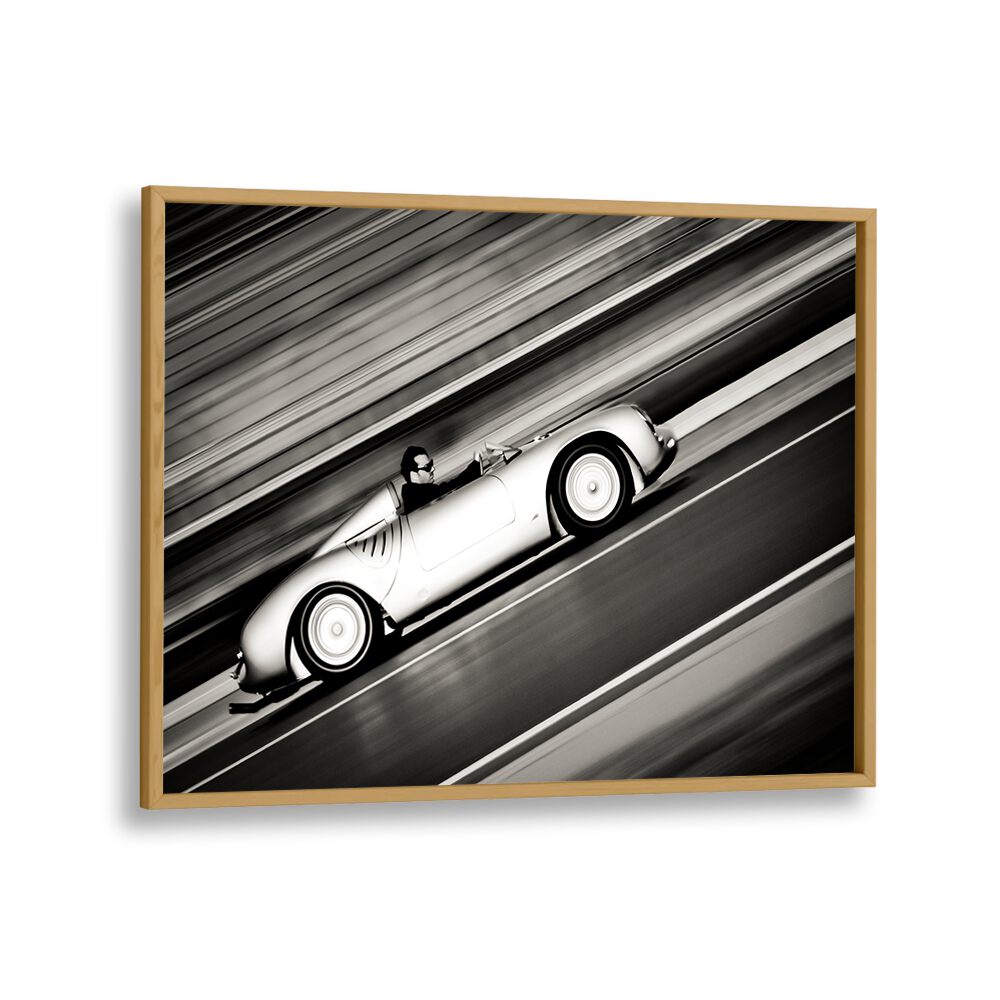 speed lines car poster in Oak Wood Plain Frame