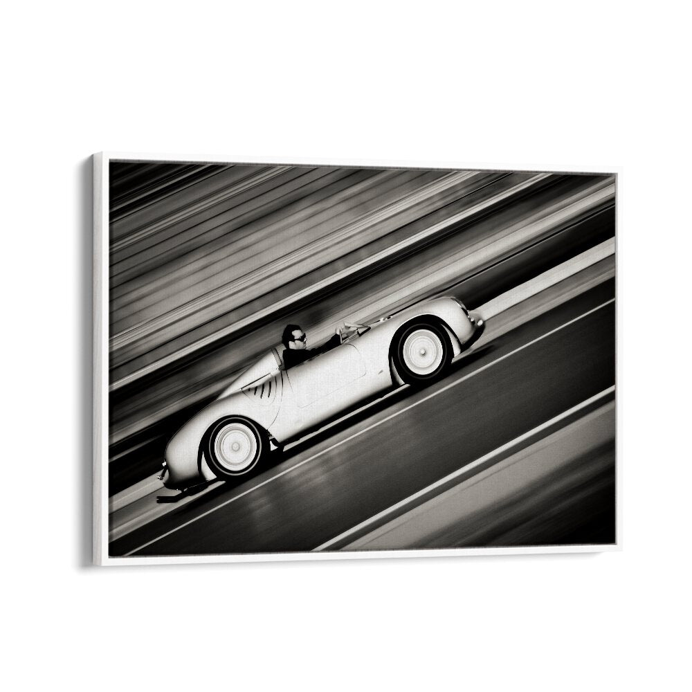 speed lines car poster in White Floater Frame