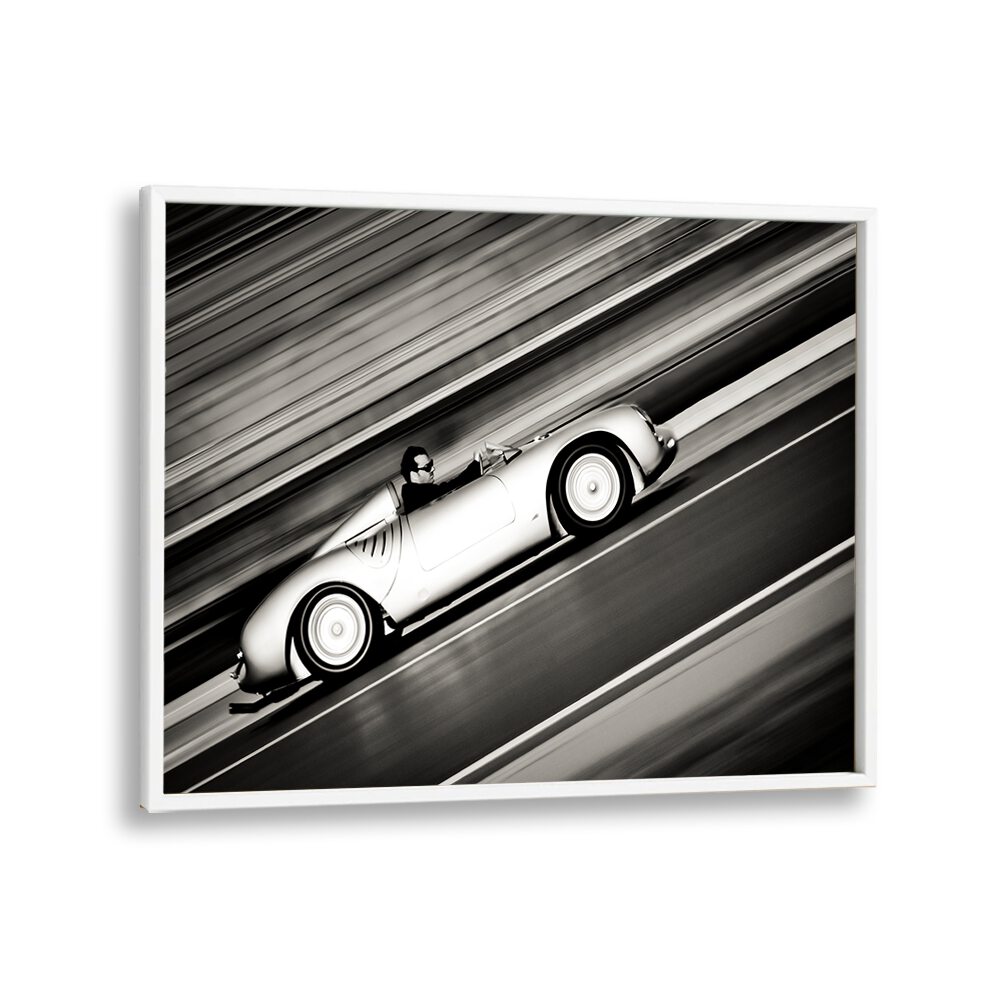 speed lines car poster in White Plain Frame