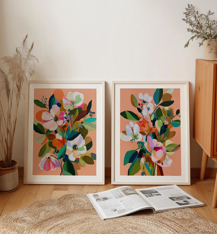 SPRING BLOOM , SET OF 2 PAINTINGS