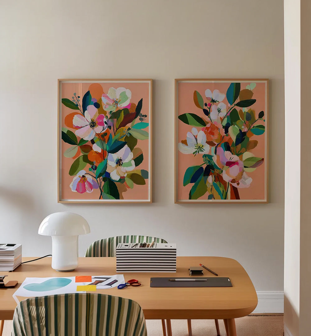 SPRING BLOOM , SET OF 2 PAINTINGS